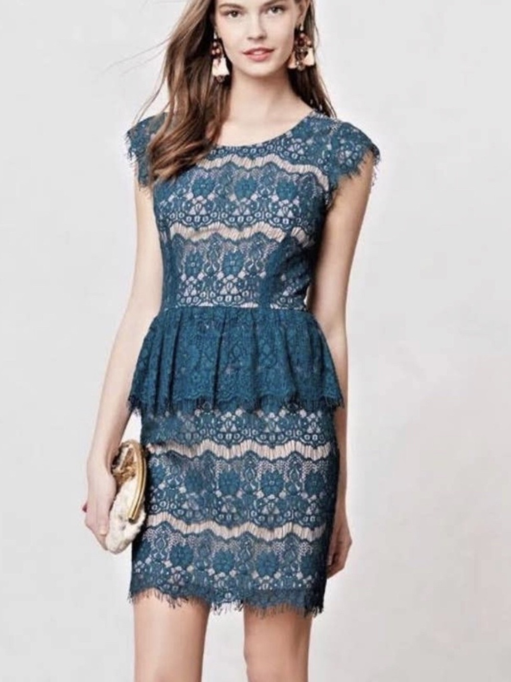 Anthropologie Peplum Lace Dress | Cocktail Dress | Size S